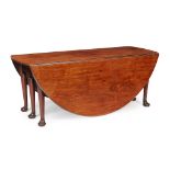 LATE GEORGE II MAHOGANY LARGE DROP LEAF DINING TABLE MID 18TH CENTURY