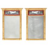 PAIR OF REGENCY STYLE GILTWOOD AND EGLOMISE PIER MIRRORS MODERN
