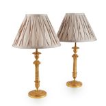 PAIR OF REGENCY GILT BRONZE TABLE LAMPS EARLY 19TH CENTURY