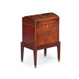 LATE GEORGE III MAHOGANY BOTTLE STORE ON STAND LATE 18TH CENTURY