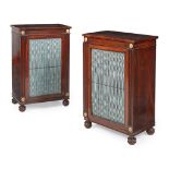 Y PAIR OF REGENCY ROSEWOOD, PARCEL-GILT AND BRASS SIDE CABINETS EARLY 19TH CENTURY