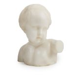 CONTINENTAL CARVED CARRARA MARBLE BUST OF A CHILD 19TH CENTURY