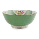 CONTINENTAL GREEN GROUND PUNCH BOWL 19TH CENTURY