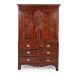 LATE GEORGE III MAHOGANY LINEN PRESS LATE 18TH CENTURY