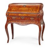 Y DUTCH WALNUT AND ROSEWOOD MARQUETRY BOMBE BUREAU 19TH CENTURY