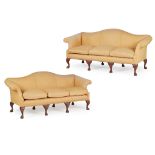 PAIR OF GEORGIAN STYLE MAHOGANY FRAMED SOFAS 20TH CENTURY