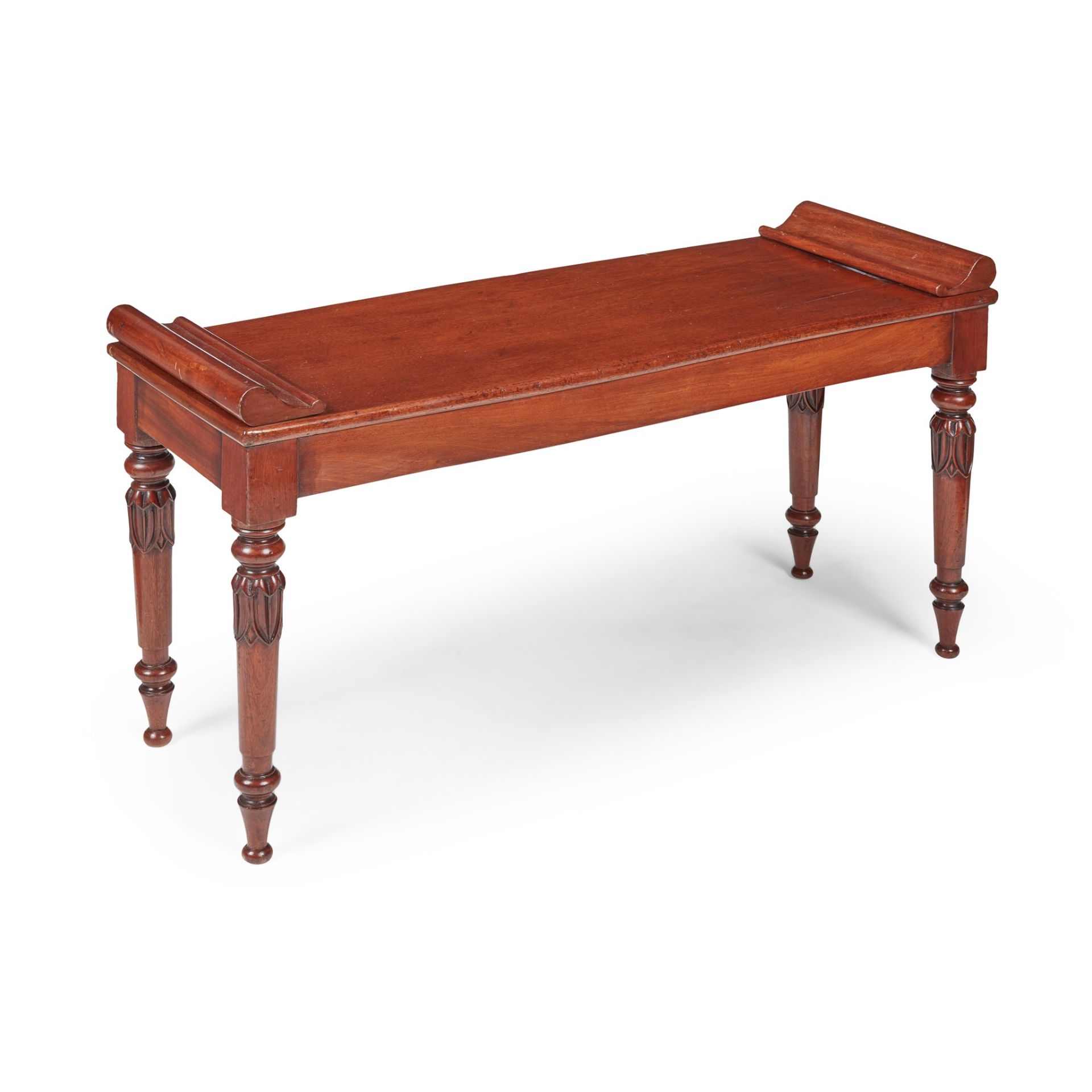 EARLY VICTORIAN MAHOGANY HALL BENCH MID 19TH CENTURY