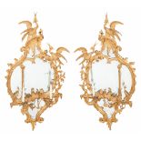 PAIR OF GEORGE III CARVED GILTWOOD GIRANDOLE MIRRORS, IN THE MANNER OF THOMAS JOHNSON MID 18TH