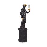 EBONISED PLASTER FIGURAL TORCHERE OF CERES, IN THE MANNER OF HUMPHREY HOPPER EARLY 19TH CENTURY