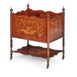 DUTCH WALNUT AND MARQUETRY CANTERBURY 19TH CENTURY