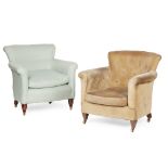 NEAR PAIR OF EDWARDIAN TUB ARMCHAIRS EARLY 20TH CENTURY