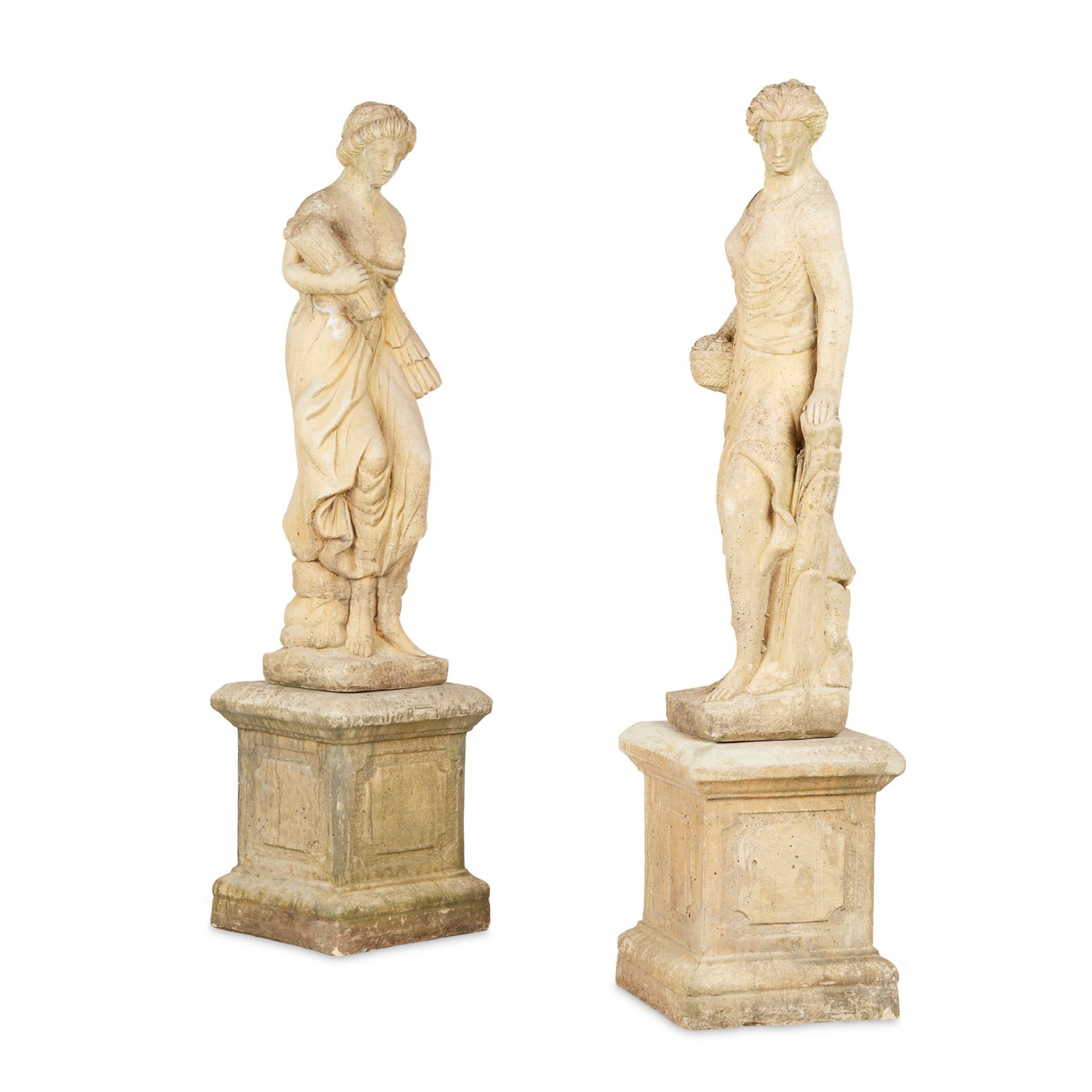 SET OF FOUR POURED STONE FIGURES OF THE SEASONS MODERN - Image 3 of 3