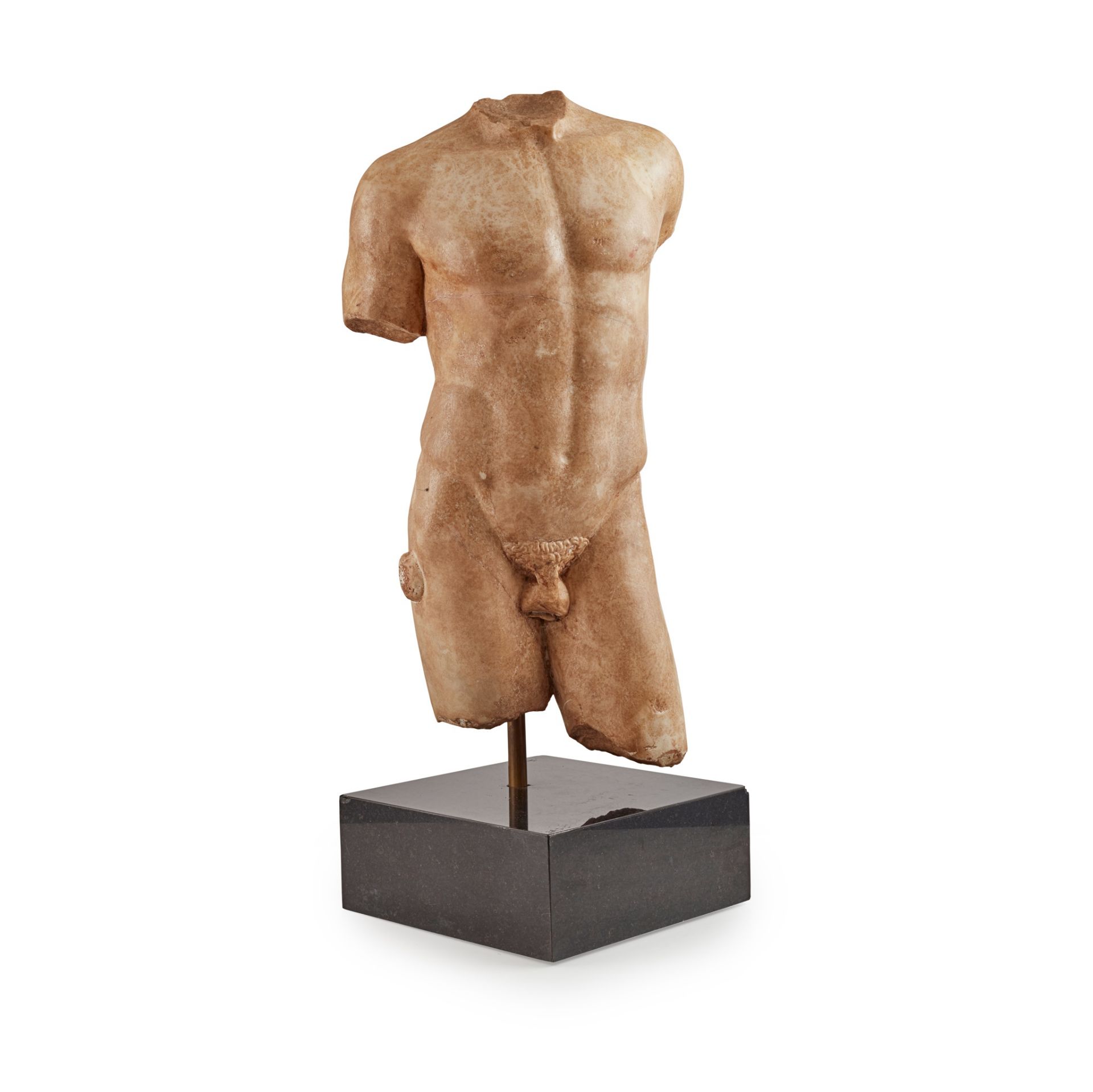 ◆ LIFE-SIZED ANCIENT ROMAN MARBLE TORSO OF A YOUNG MAN C. 1ST - 2ND CENTURY AD