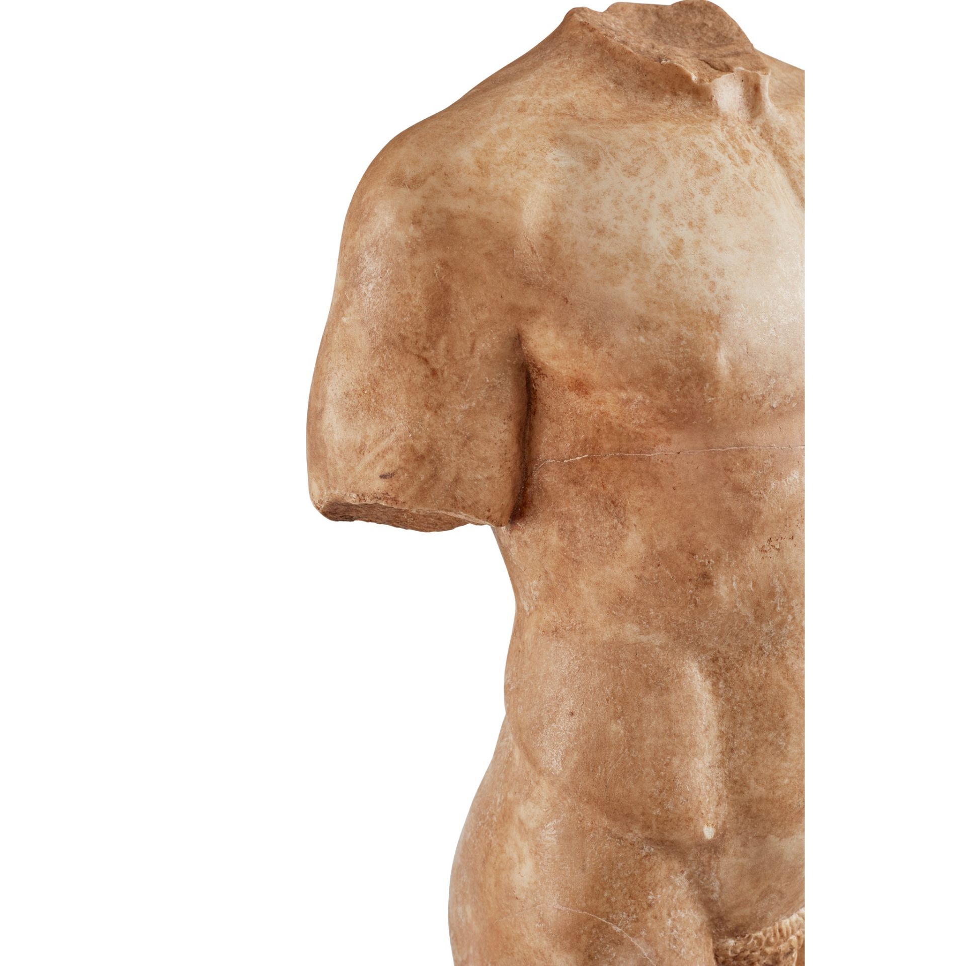 ◆ LIFE-SIZED ANCIENT ROMAN MARBLE TORSO OF A YOUNG MAN C. 1ST - 2ND CENTURY AD - Image 7 of 13