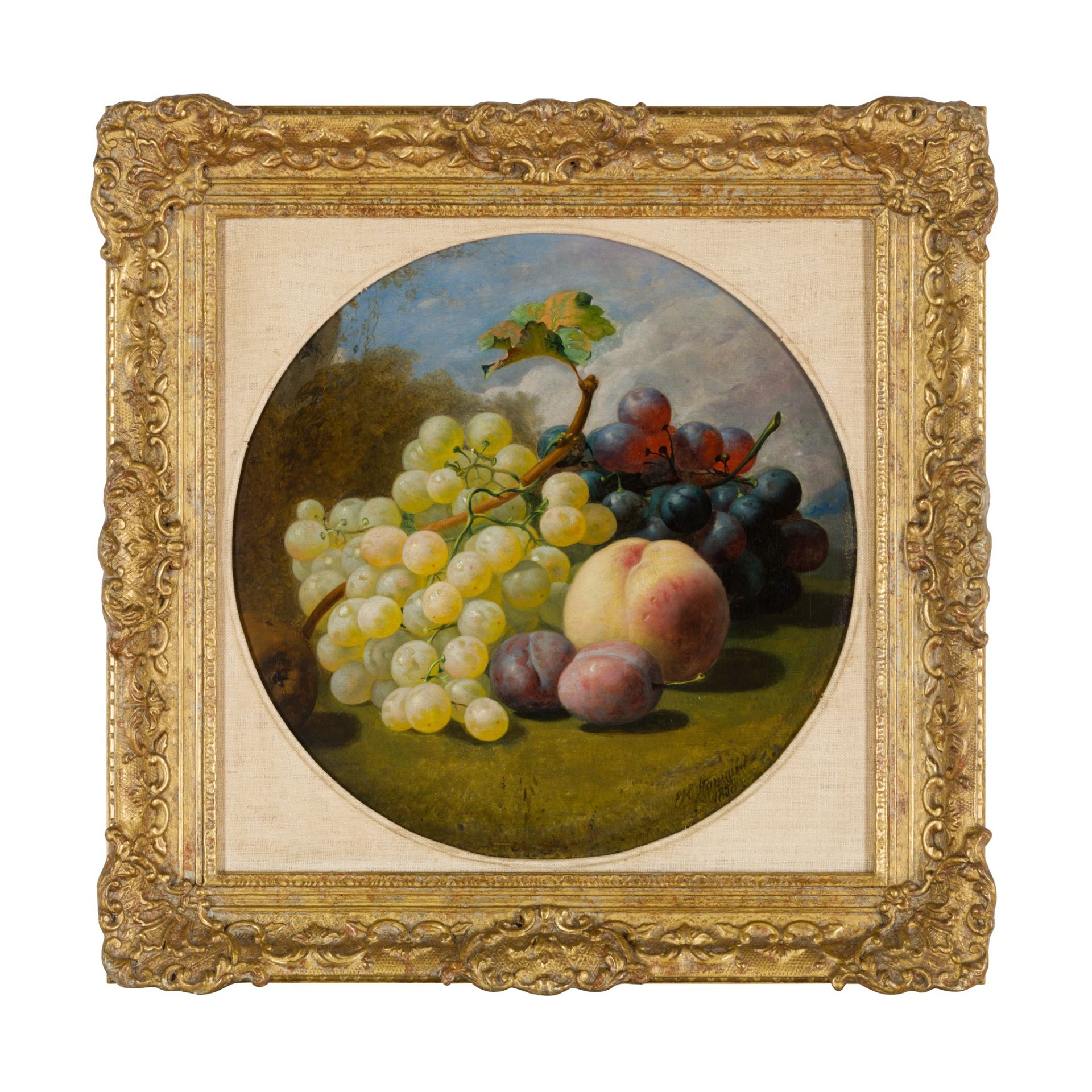 ELOISE HARRIET STANNARD (BRITISH 1828-1915) STILL LIFE OF ASSORTED FRUIT ON A BANK - Image 2 of 3