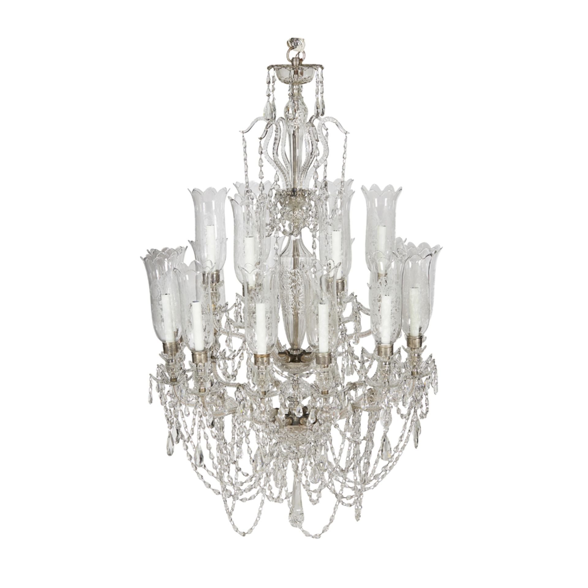 BACCARAT EIGHTEEN-LIGHT GLASS CHANDELIER EARLY 20TH CENTURY