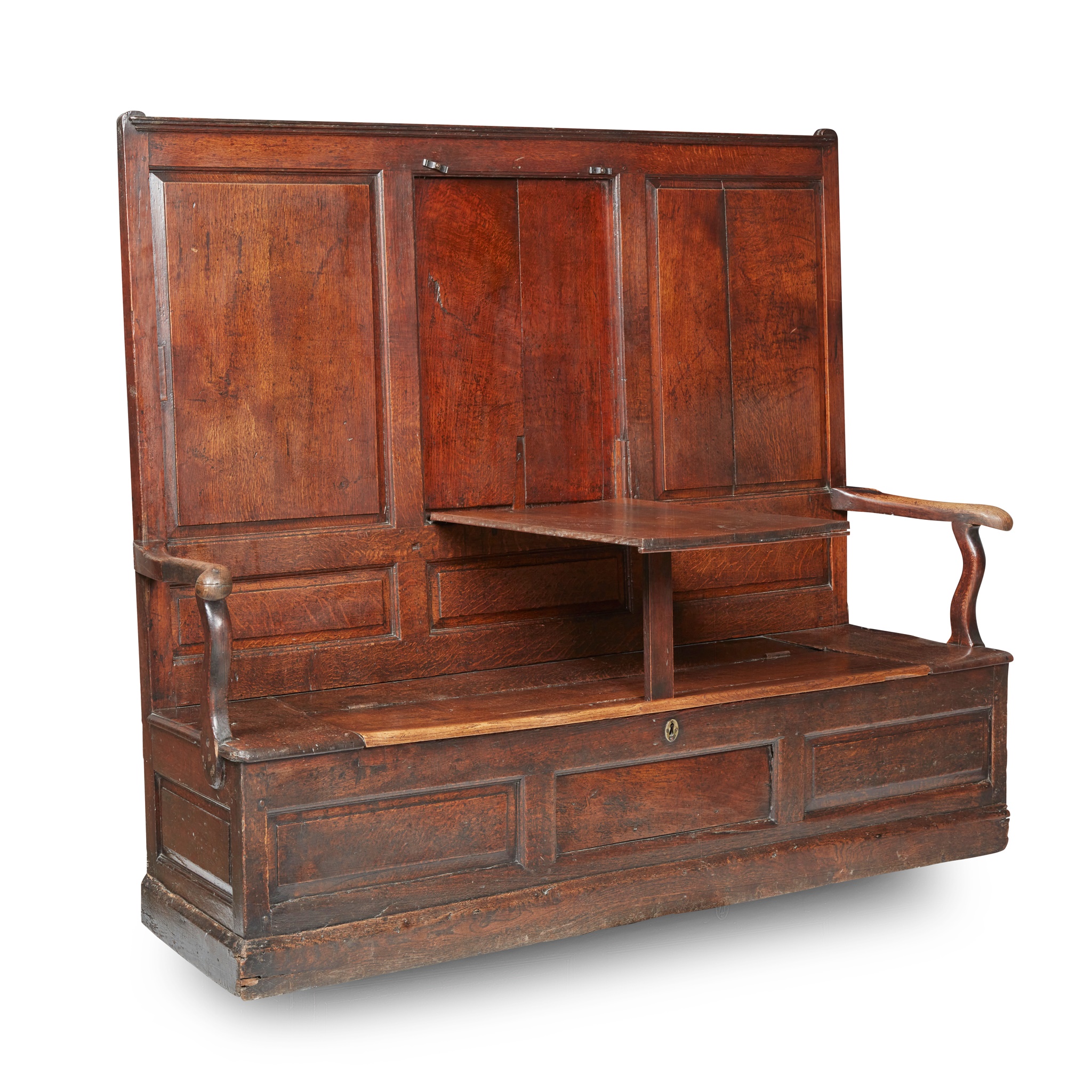 GEORGIAN OAK SETTLE 18TH CENTURY - Image 2 of 3