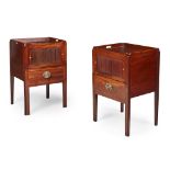 NEAR PAIR OF GEORGE III MAHOGANY NIGHT COMMODES 18TH CENTURY