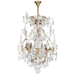 LARGE BRASS AND CRYSTAL BIRDCAGE CHANDELIER 19TH CENTURY