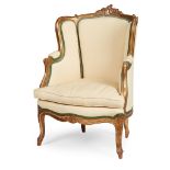 FRENCH GILTWOOD AND PAINTED BERGERE 19TH CENTURY