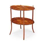 Y SHERATON REVIVAL SATINWOOD, ROSEWOOD, AND MARQUETRY ETAGERE LATE 19TH CENTURY