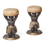 PAIR OF ITALIAN CARVED AND POLYCHROMED BLACKAMOOR STOOLS 19TH CENTURY