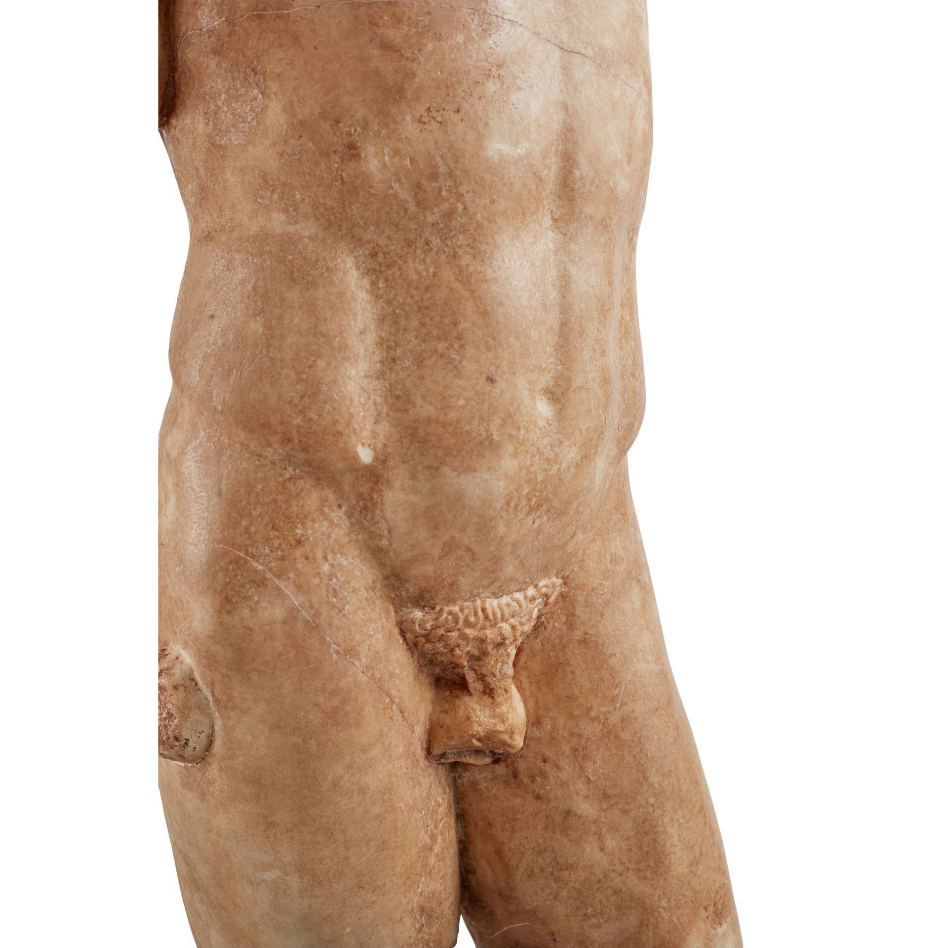 ◆ LIFE-SIZED ANCIENT ROMAN MARBLE TORSO OF A YOUNG MAN C. 1ST - 2ND CENTURY AD - Image 10 of 13