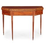 SCOTTISH GEORGE III MAHOGANY, SATINWOOD, AND INLAY TEA TABLE LATE 19TH CENTURY