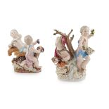 PAIR OF MEISSEN FIGURE GROUPS EMBLEMATIC OF THE SEASONS MID 19TH CENTURY