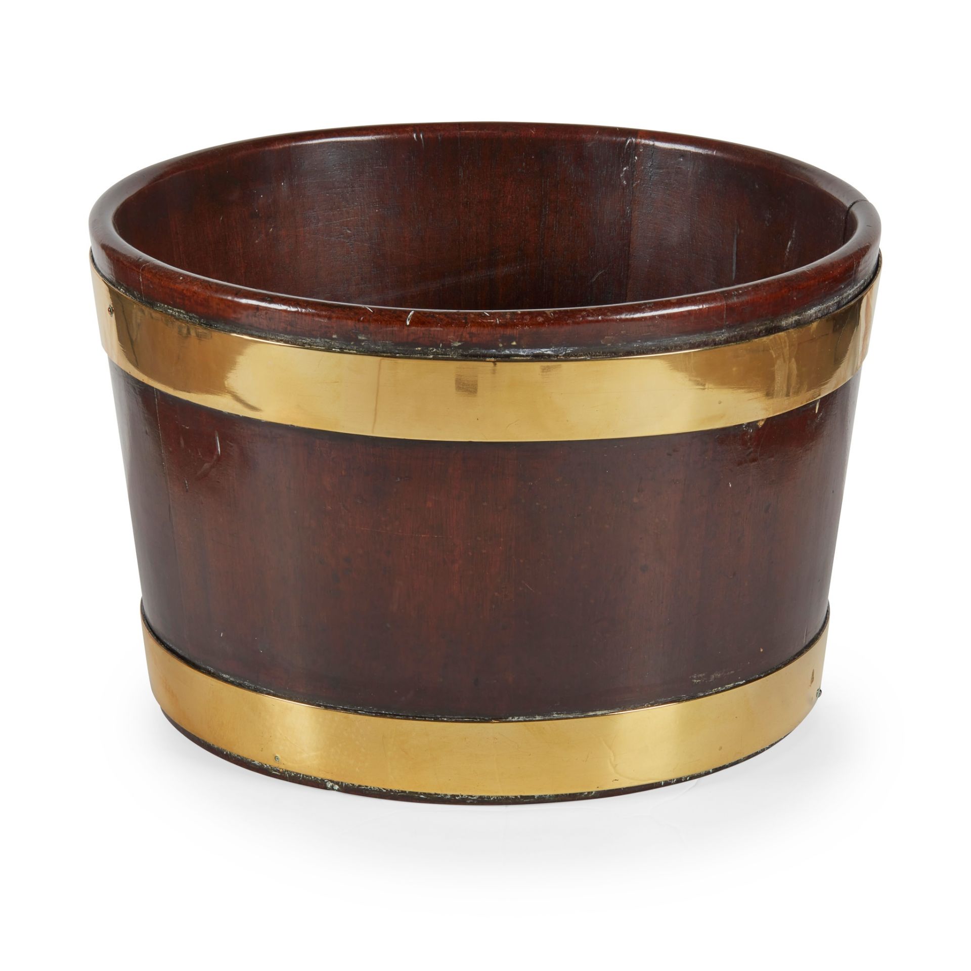 TWO GEORGIAN MAHOGANY BRASS BANDED BUCKETS 18TH CENTURY - Image 2 of 3