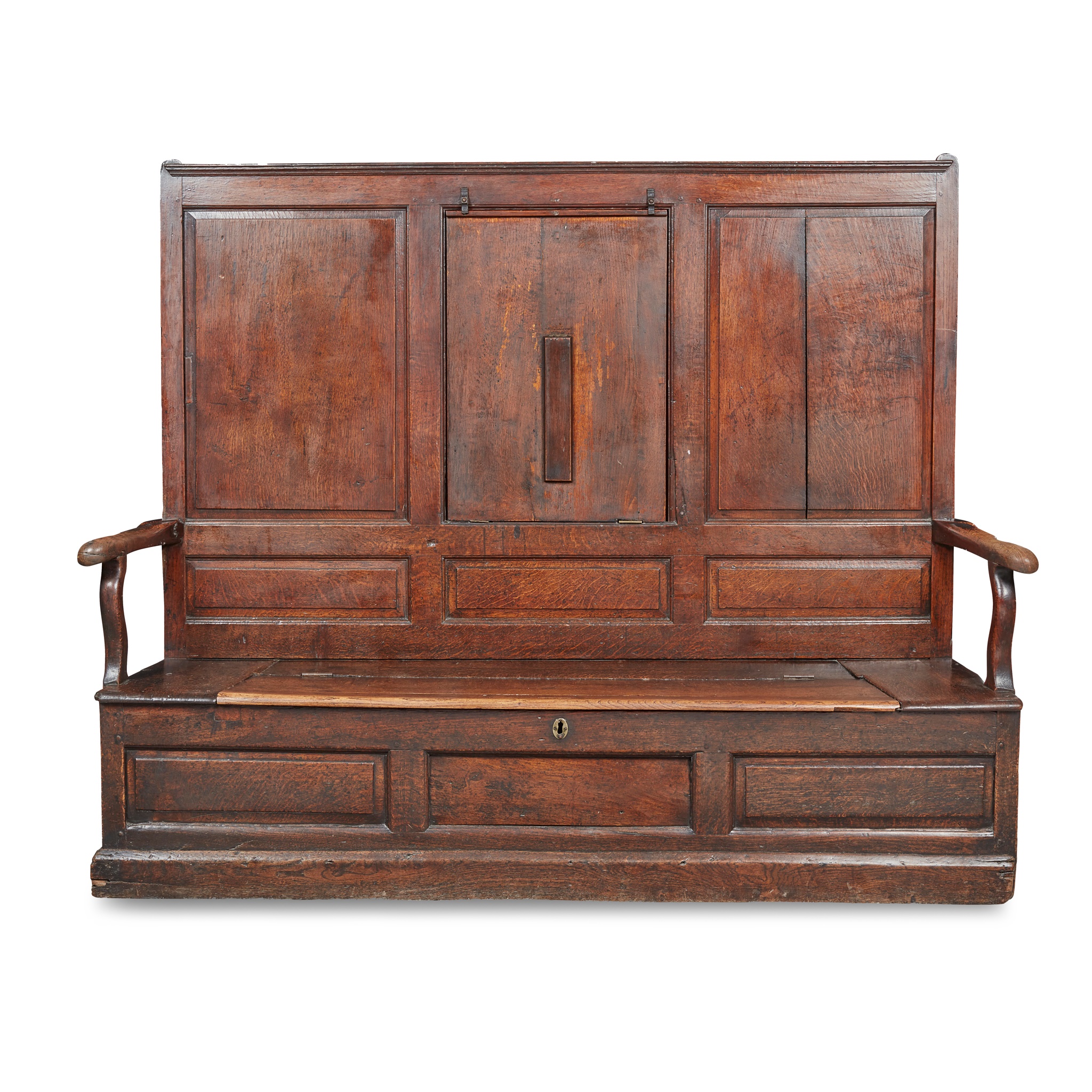 GEORGIAN OAK SETTLE 18TH CENTURY