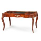 EARLY VICTORIAN WALNUT, KINGWOOD, AND MARQUETRY SERPENTINE DESK MID 19TH CENTURY