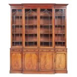 GEORGE III MAHOGANY BREAKFRONT BOOKCASE LATE 18TH CENTURY