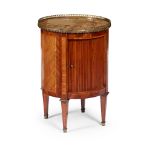 Y FRENCH KINGWOOD, TULIPWOOD, AND SATINWOOD DRUM TABLE LATE 19TH CENTURY