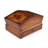 Y GEORGE IV ROSEWOOD, WALNUT AND MARQUETRY WORKBOX EARLY 19TH CENTURY