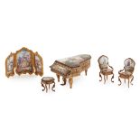 GROUP OF AUSTRIAN MINIATURE GILT METAL AND ENAMELLED FURNITURE LATE 19TH/ EARLY 20TH CENTURY