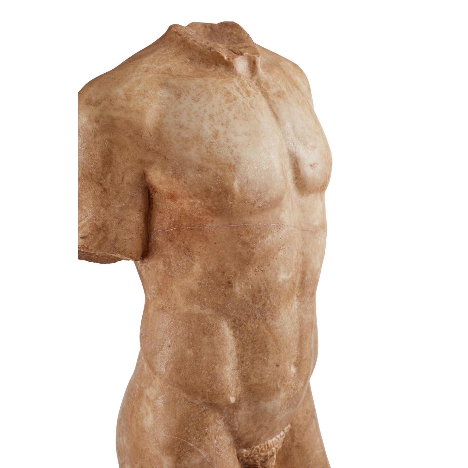 ◆ LIFE-SIZED ANCIENT ROMAN MARBLE TORSO OF A YOUNG MAN C. 1ST - 2ND CENTURY AD - Image 8 of 13