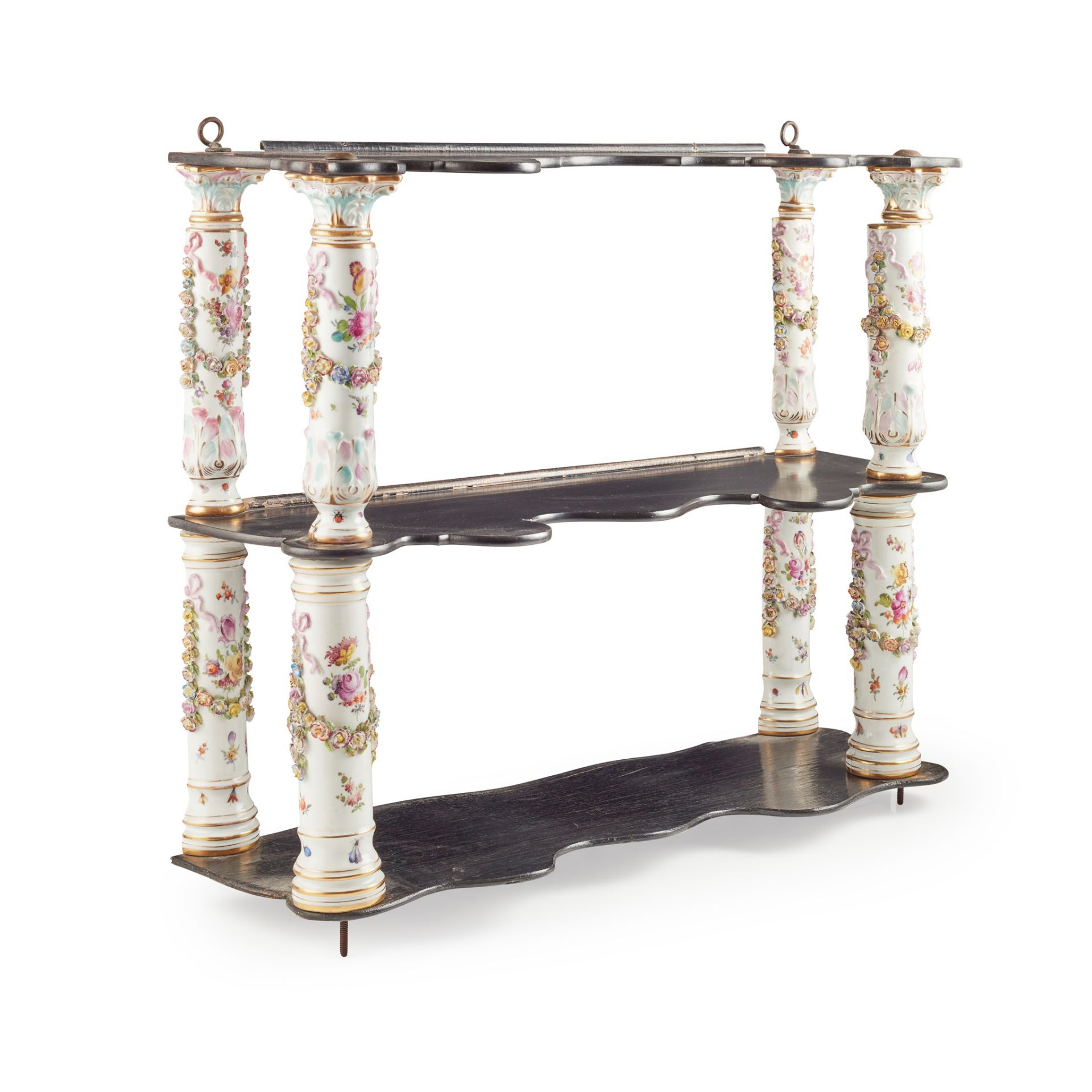 DRESDEN PORCELAIN MOUNTED WALL SHELF LATE 19TH/ EARLY 20TH CENTURY