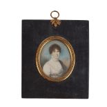 Y LATE 18TH CENTURY ENGLISH SCHOOL, PORTRAIT MINIATURE OF LADY SAID TO BE LADY BLESSINGTON