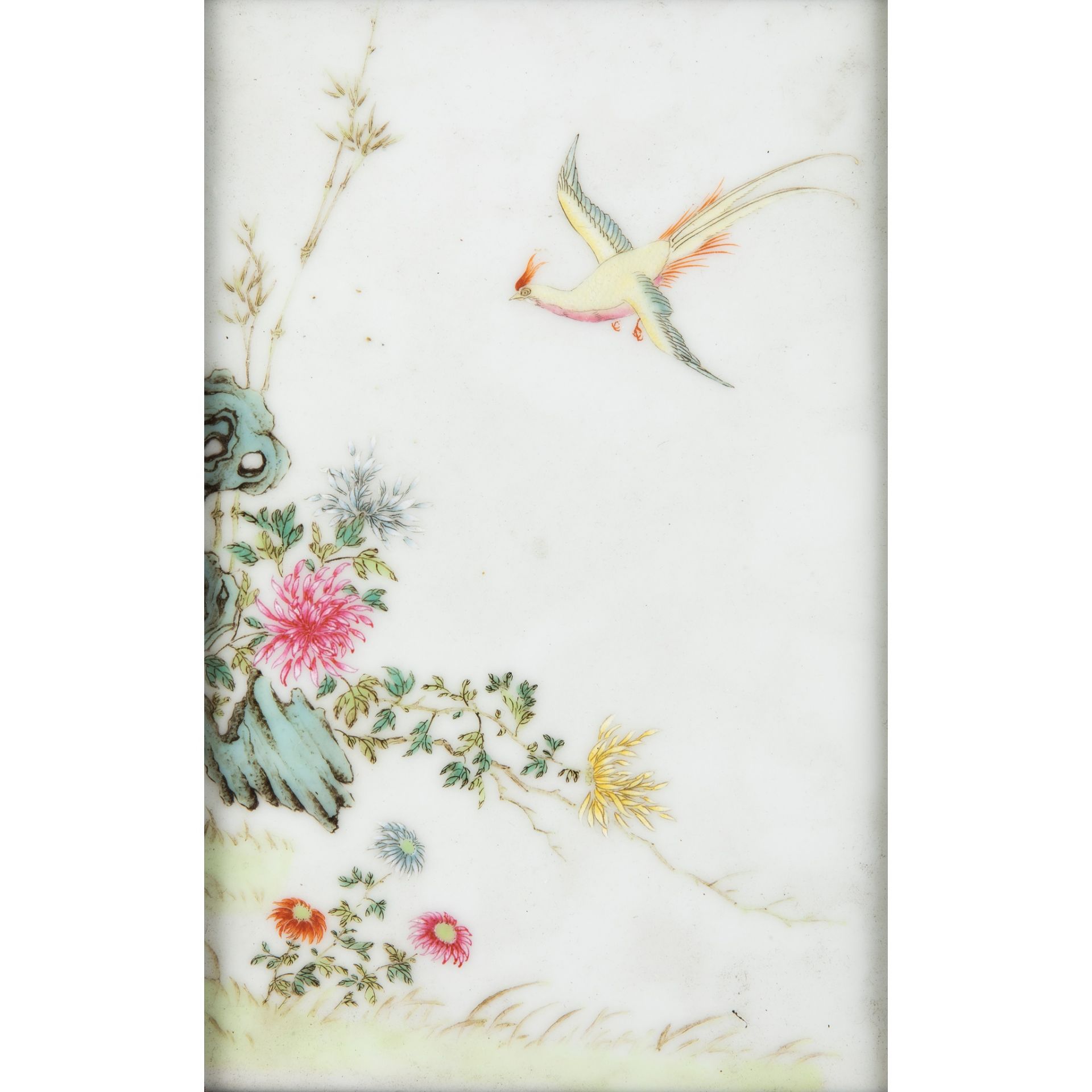 TWO FAMILLE ROSE PORCELAIN PLAQUES 20TH CENTURY - Image 2 of 4