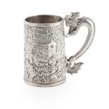 CHINESE EXPORT SILVER TANKARD QING DYNASTY, CHENG JI, CANTON, CIRCA1850-60