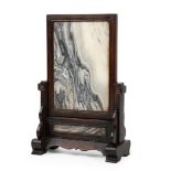 MARBLE-INSET HARDWOOD TABLE SCREEN QING DYNASTY, 19TH CENTURY