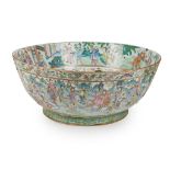 MASSIVE FAMILLE ROSE 'IMMORTALS' PUNCH BOWL QING DYNASTY, 18TH-19TH CENTURY