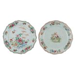 TWO FAMILLE ROSE FOLIATED PLATES QING DYNASTY, 18TH CENTURY