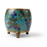 CLOISONNÉ ENAMEL 'GRAPES' TRIPOD INCENSE BURNER LATE MING-EARLY QING DYNASTY, 17TH-18TH CENTURY