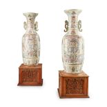 PAIR OF MONUMENTAL FAMILLE ROSE 'WUSHUANGPU' FLOOR VASES QING DYNASTY, 19TH CENTURY