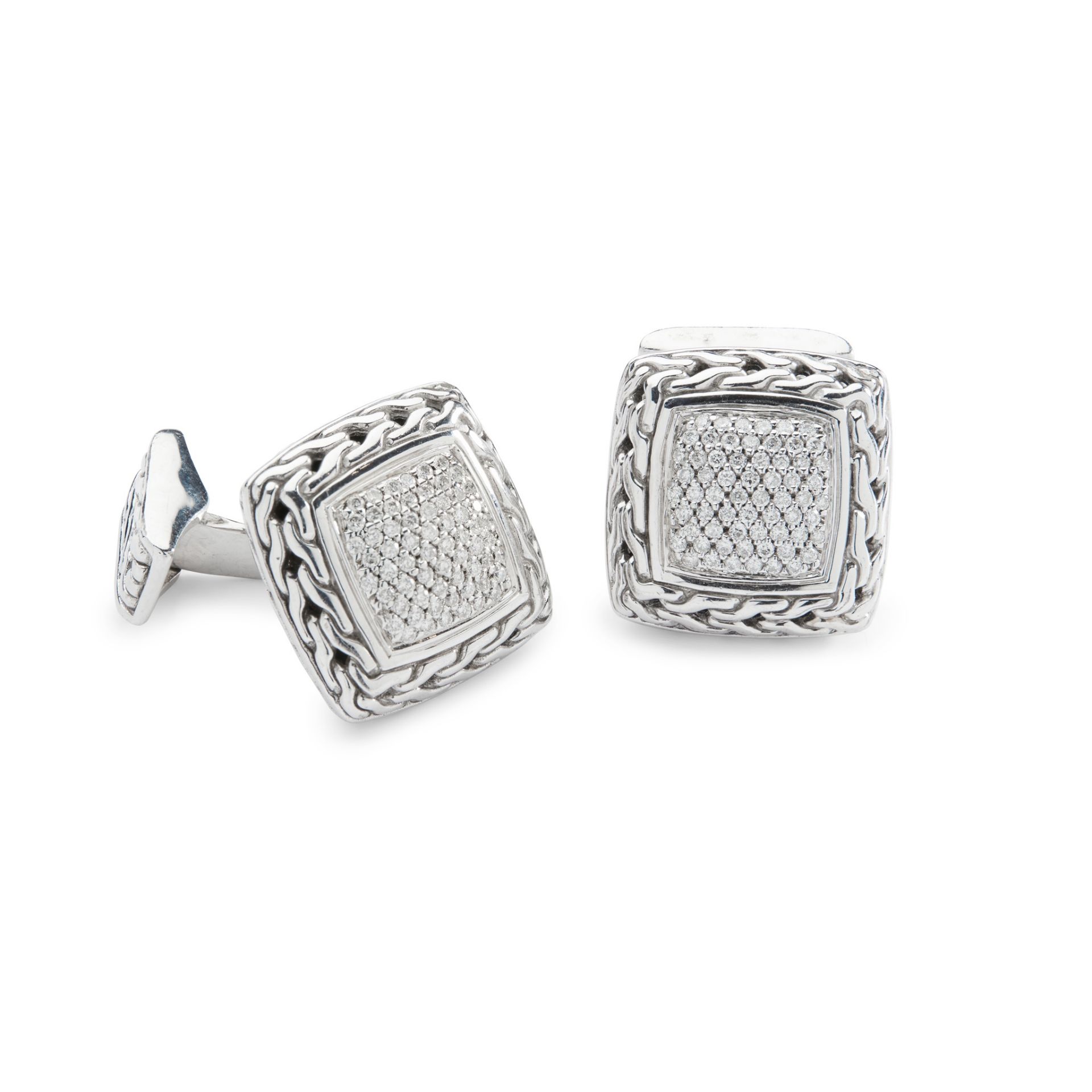A pair of diamond cufflinks