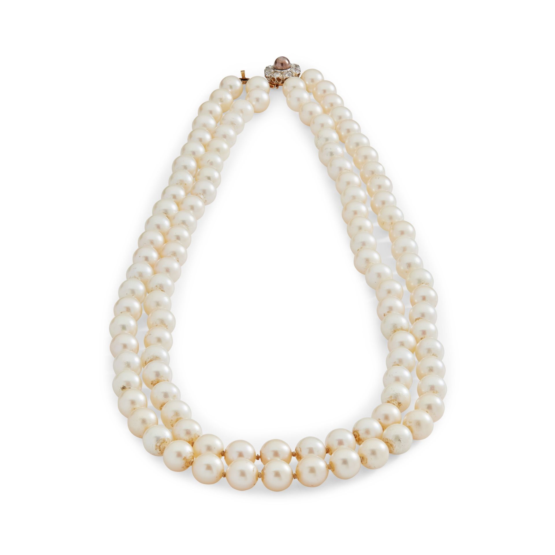 A two-strand pearl necklace