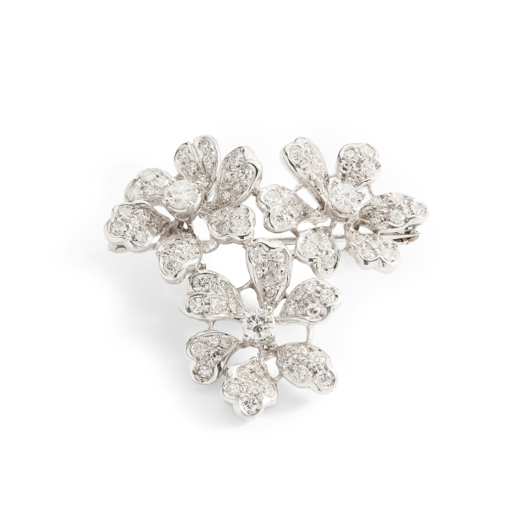 A diamond floral brooch