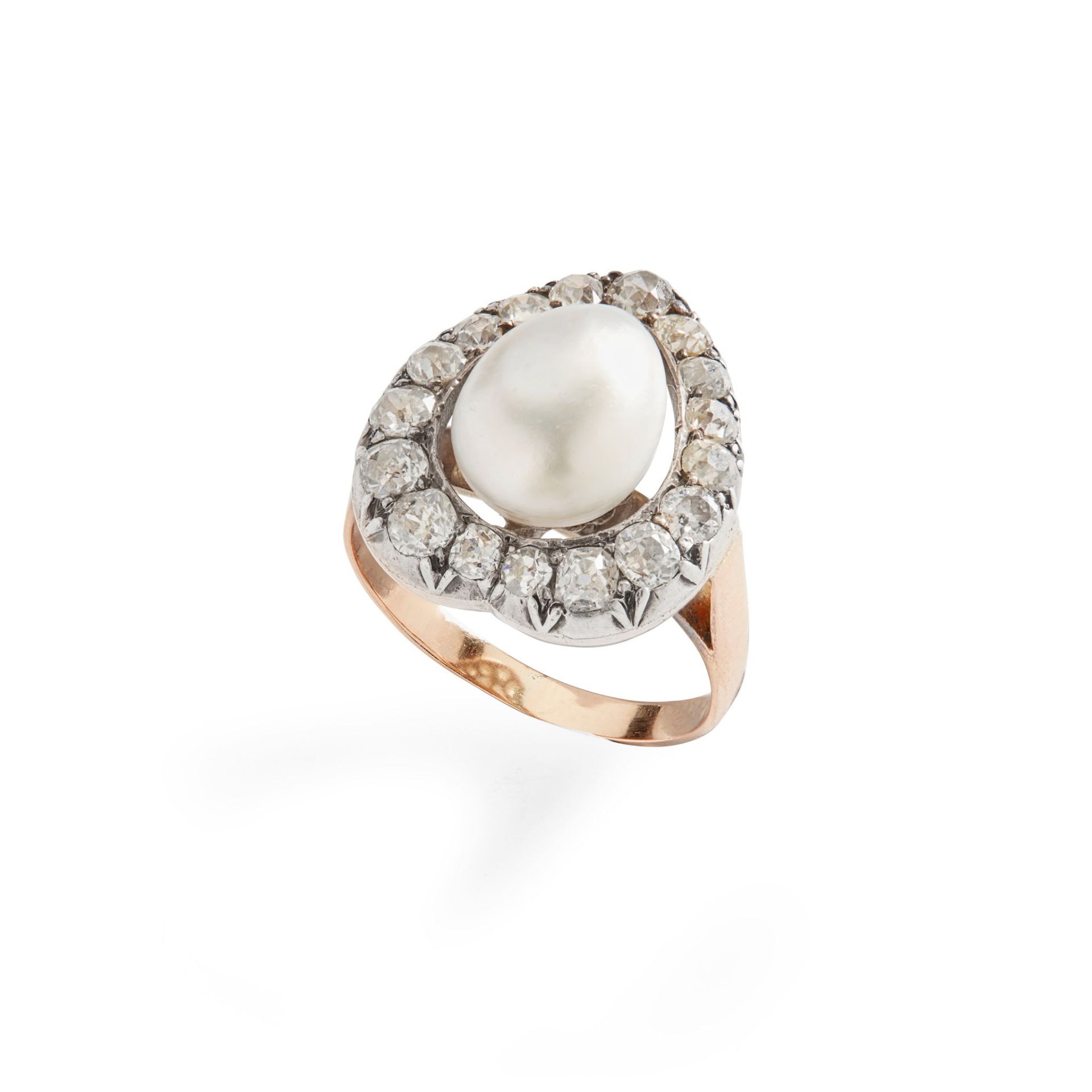 A pearl and diamond cluster ring